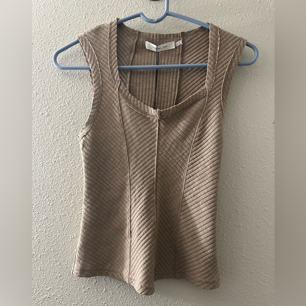 Mustard Seed Ribbed Tan Tank Top
